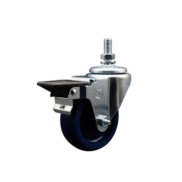 35 Inch Solid Polyurethane 10 MM Threaded Stem Caster with Brake